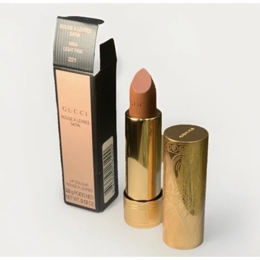 Gucci Rouge à Lèvres Satin Lipstick‎ color 221 Mina Light Pink $49 MSRP NIB